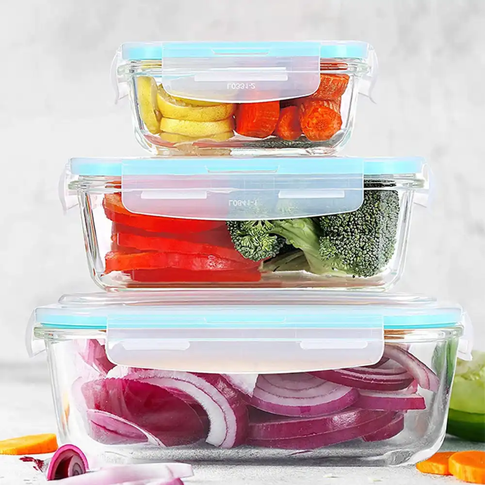 Factory-Sale-Microwavable-Airtight-Superior-Glass-Meal-Prep-Food-Storage-Containers Recipiente De Vidrio x3 - Imagen 1